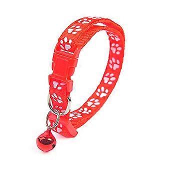 Niedliches Katzenhalsband mit Fußabdruck und Glöckchen, verstellbares Nylon-Halsband für Kätzchen und kleine Hunde