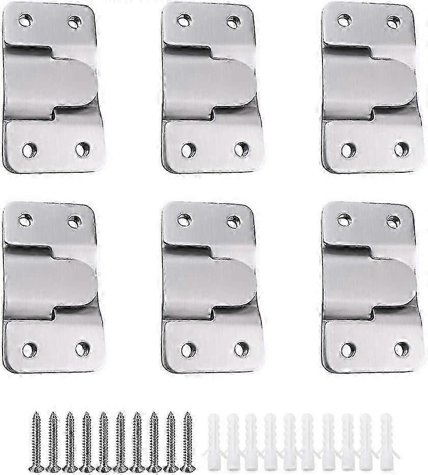 6-Pair 12-Piece Heilwiy Concealed Mounting Bracket with Embedded Interlocking Hangers