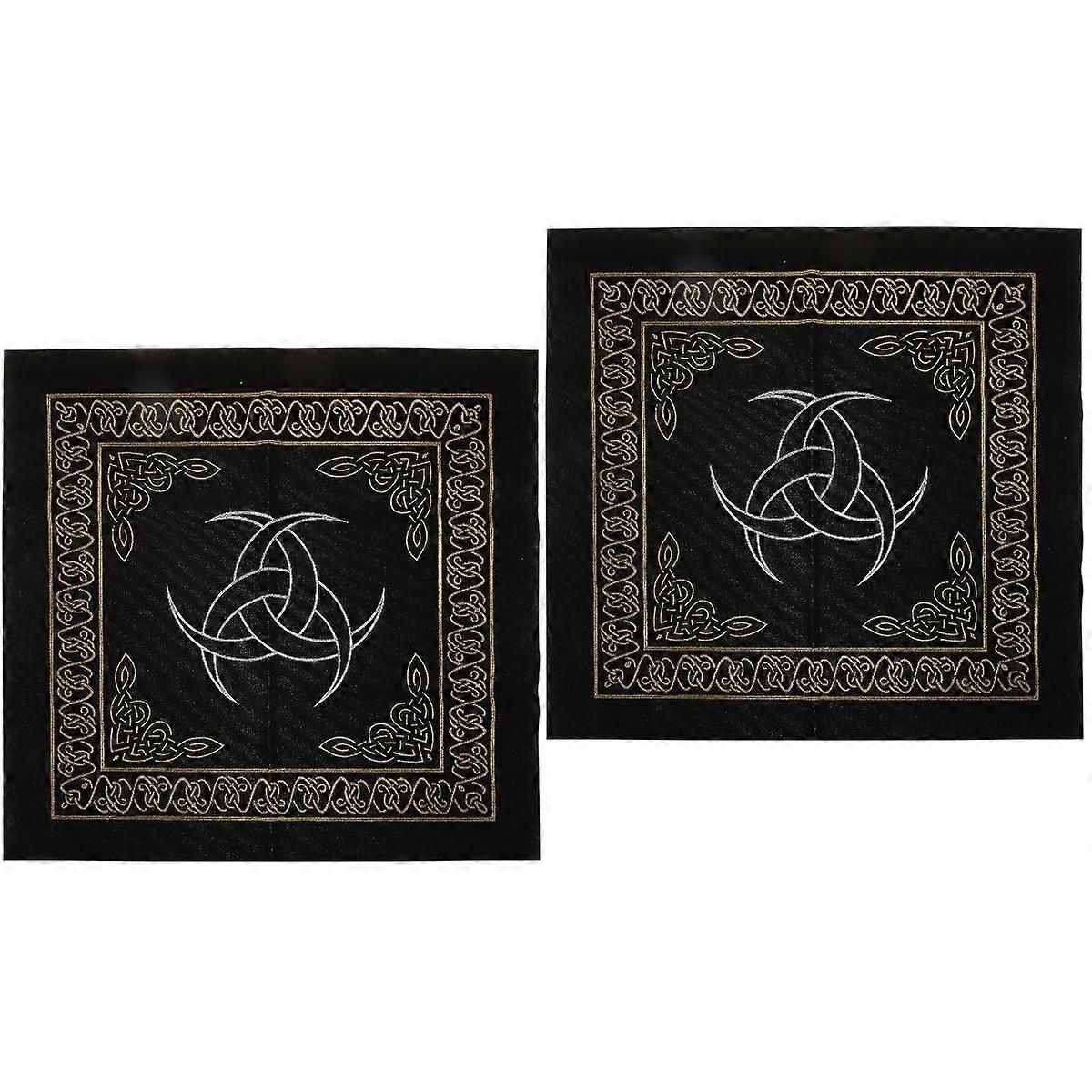 Pentagram Altar Cloth for Divination 2Pcs Sacred Tablecloth Black