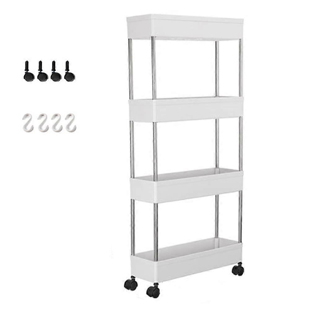 Rolling Utility Cart 4Tier Slim Storage Organizer for Kitchen Bathroom Office SpaceSaving Design