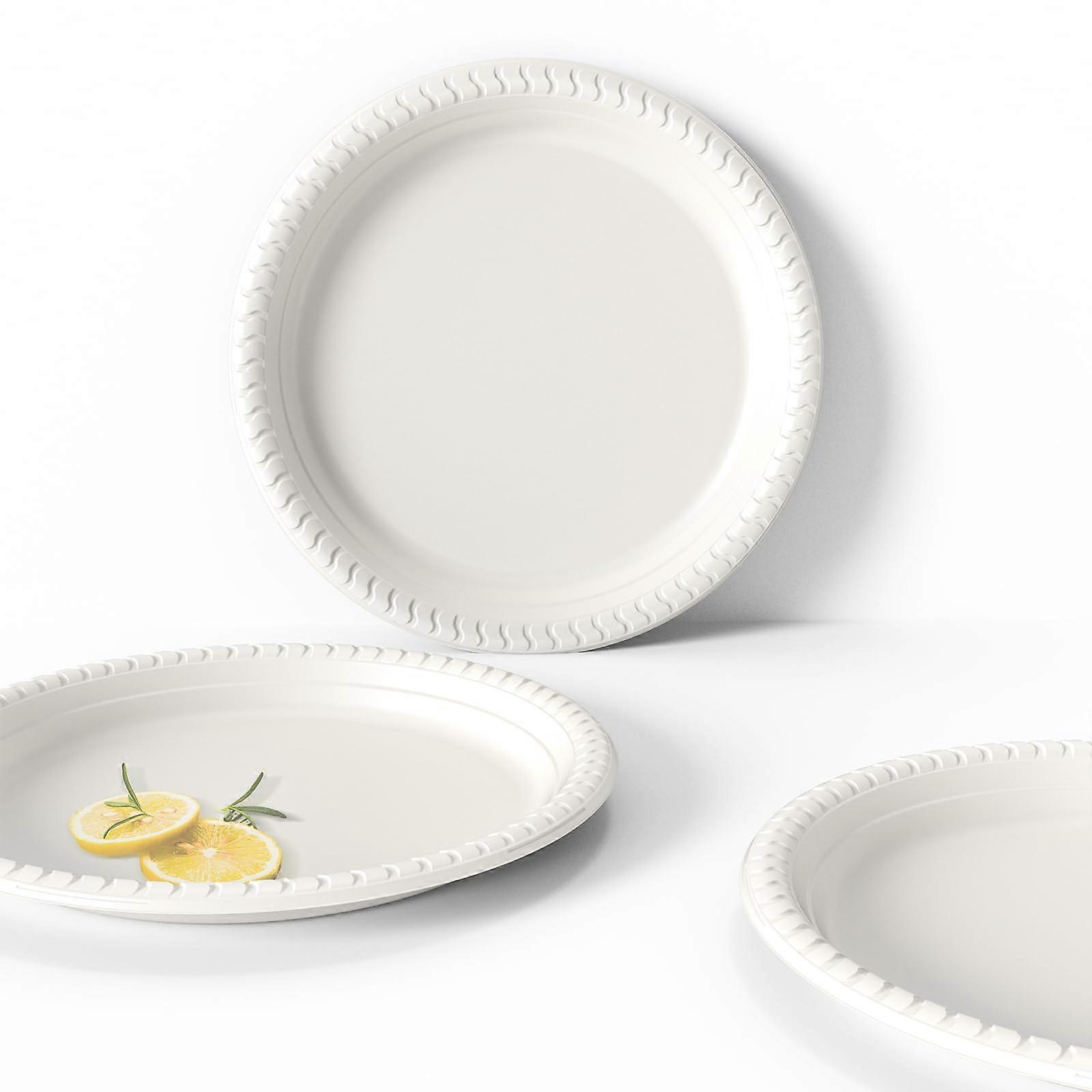 Compostable 9 Inch Heavy Duty Plates 50 Pack EcoFriendly Leakproof Microwave Safe Dinnerware