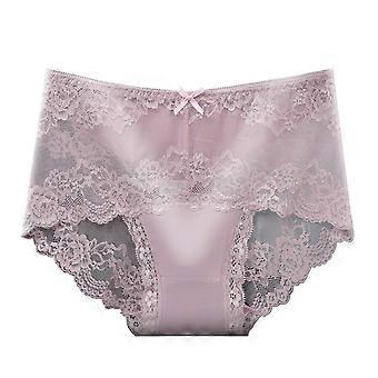HEVIRGO Women Panties Mid Waist Lace Hollow Out Good Breathability Butt-lifted Underpants Moisture-wicking Briefs for Sport Work