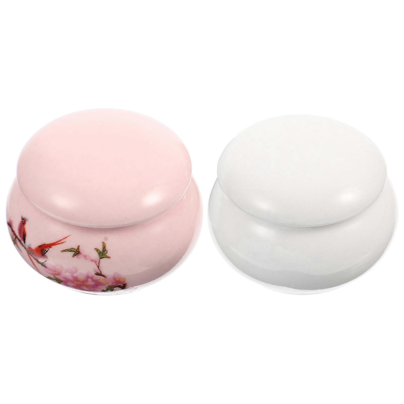 Blusher Pots Mini Ceramic Flower Pattern Storage Jars for Tea 10Pcs