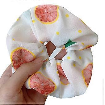Elastiske hårscrunchies myke stofffruktmønstre tykktarm hårbånd hårtilbehør til jente