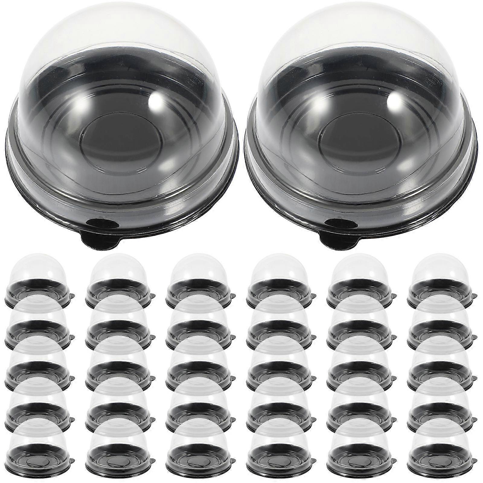 50Pcs Baking Packaging Boxes for Cupcake Storage Black ABS Material