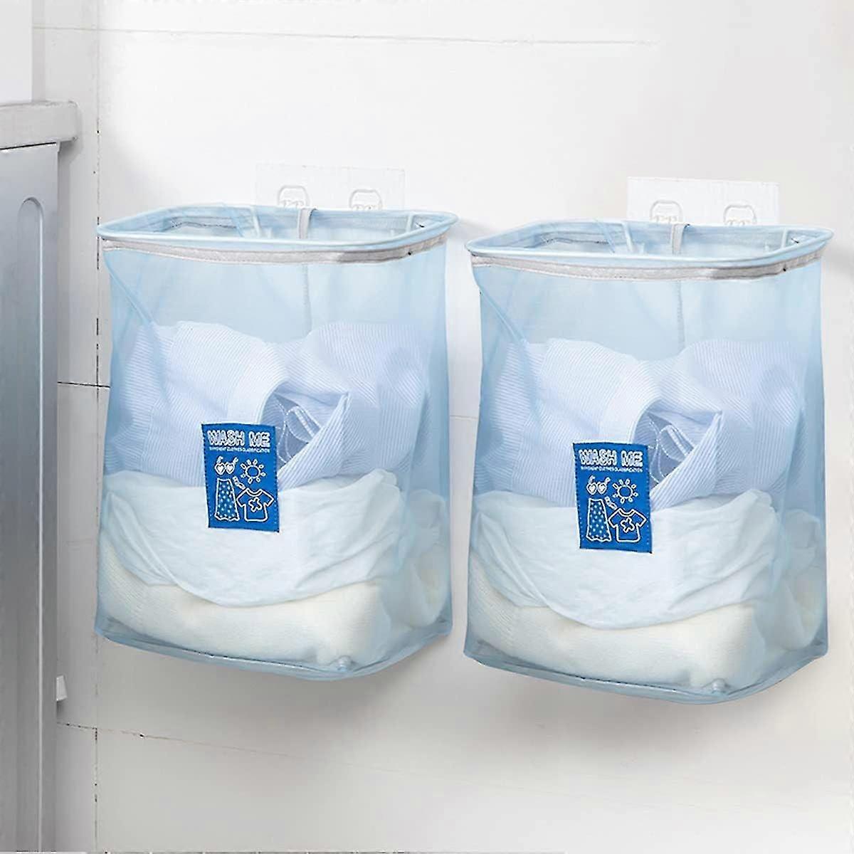 2-Piece Foldable Wall-Mounted Laundry Hamper - Space-Saving, Breathable Mesh, Easy Installation, Versatile Use