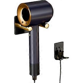 Hair Dryer Holder Wall Mounted Adhesive Hair Dryer Holder No Drilling for Dyson, Hair Dryer Storage Hook for Bathroom Gold