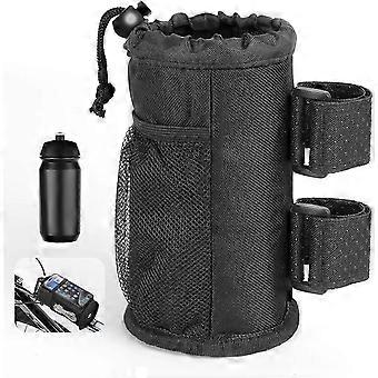 Bicycle Water Bottle Holder, Screwless Oxford Fabric Bottle Holder with Mesh Pocket and Drawstring Closure, Compatible with Bikes, Strollers, Wheelcha