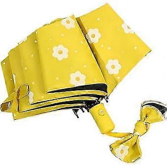 Mini Umbrella,fully automatic Compact Umbrella, Small Umbrella with Watercolour Patterns, UV Protection Travel Umbrella