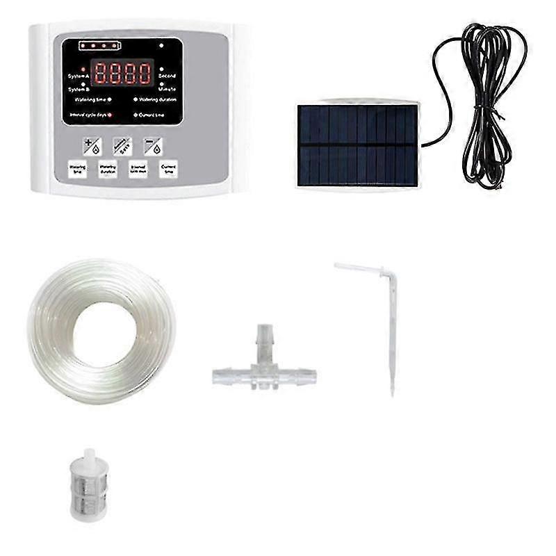 Garden Drip Irrigation Device Double Pump Controller Timer System Solar Energy Intelligent Automatic Watering Grey