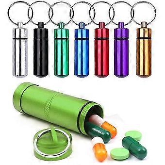 Wasserdichte Pille Flasche Aluminium, 8pcs Outdoor Kapsel Schlüsselanhänger Wasserdichte Pille Halter Box Fall Flasche Schlüsselanhänger Container Lagerung Metall Behälter (Farbe