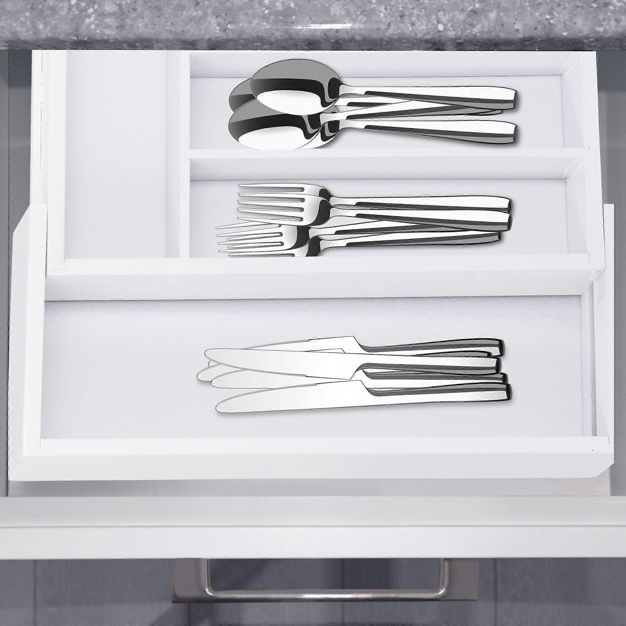Pull-out cutlery box in white bamboo
