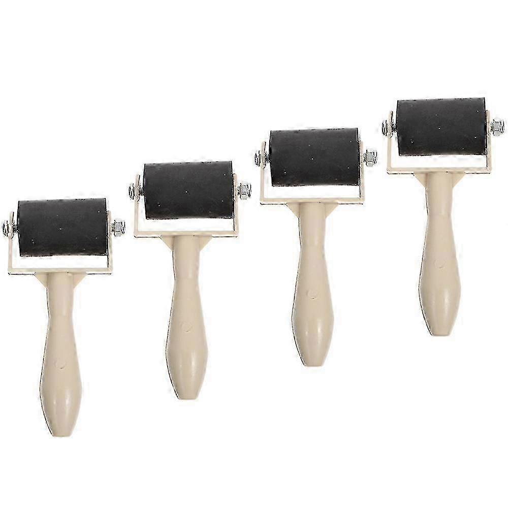 Rubber Roller for Printmaking with Comfortable Handle 4Pcs
