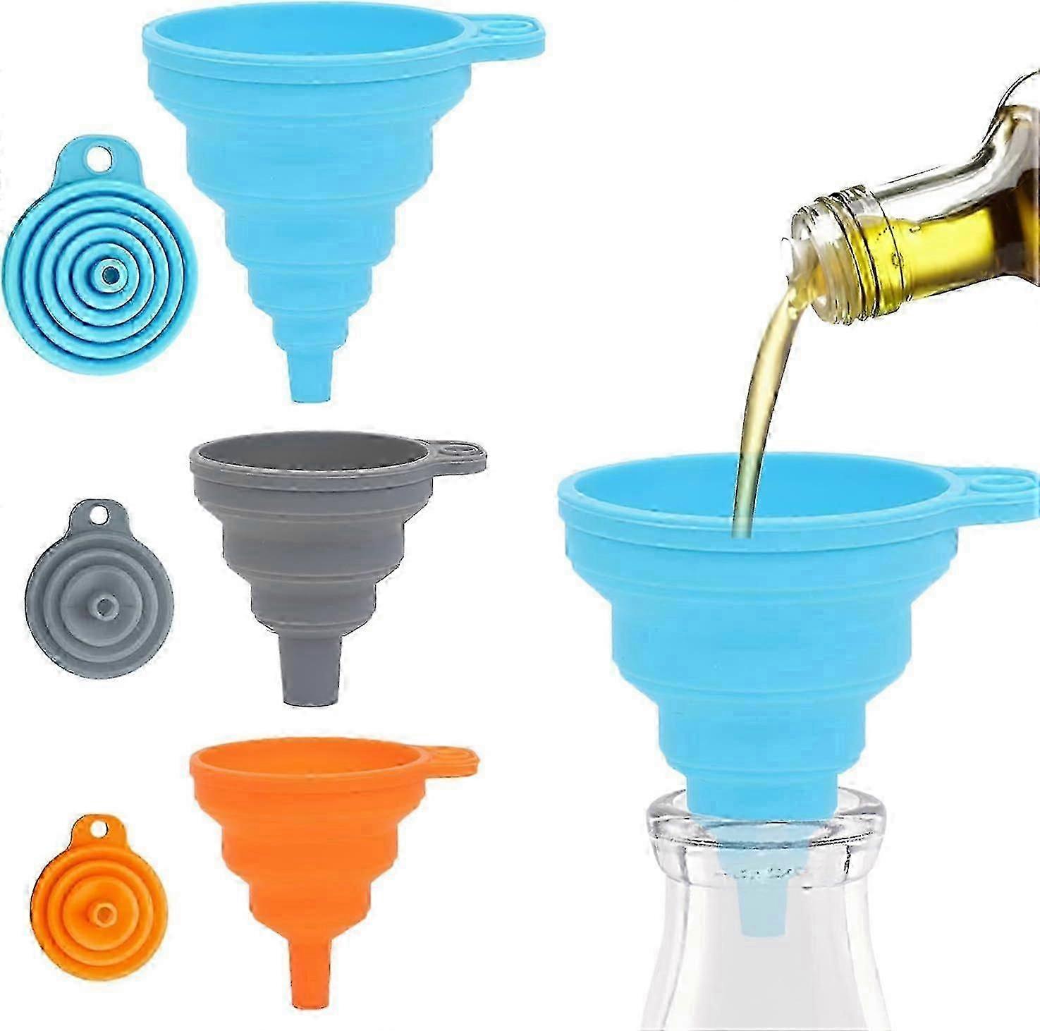 3 Pcs Collapsible Funnels - Silicone Funnels Set