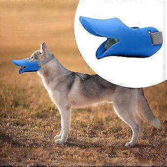 Silicone Training Dog Muzzle, Anti-Biting Anti-Chewing Duck Mouth Design, Adjustable for Small Medium Large Dogs, Blue, Size L
