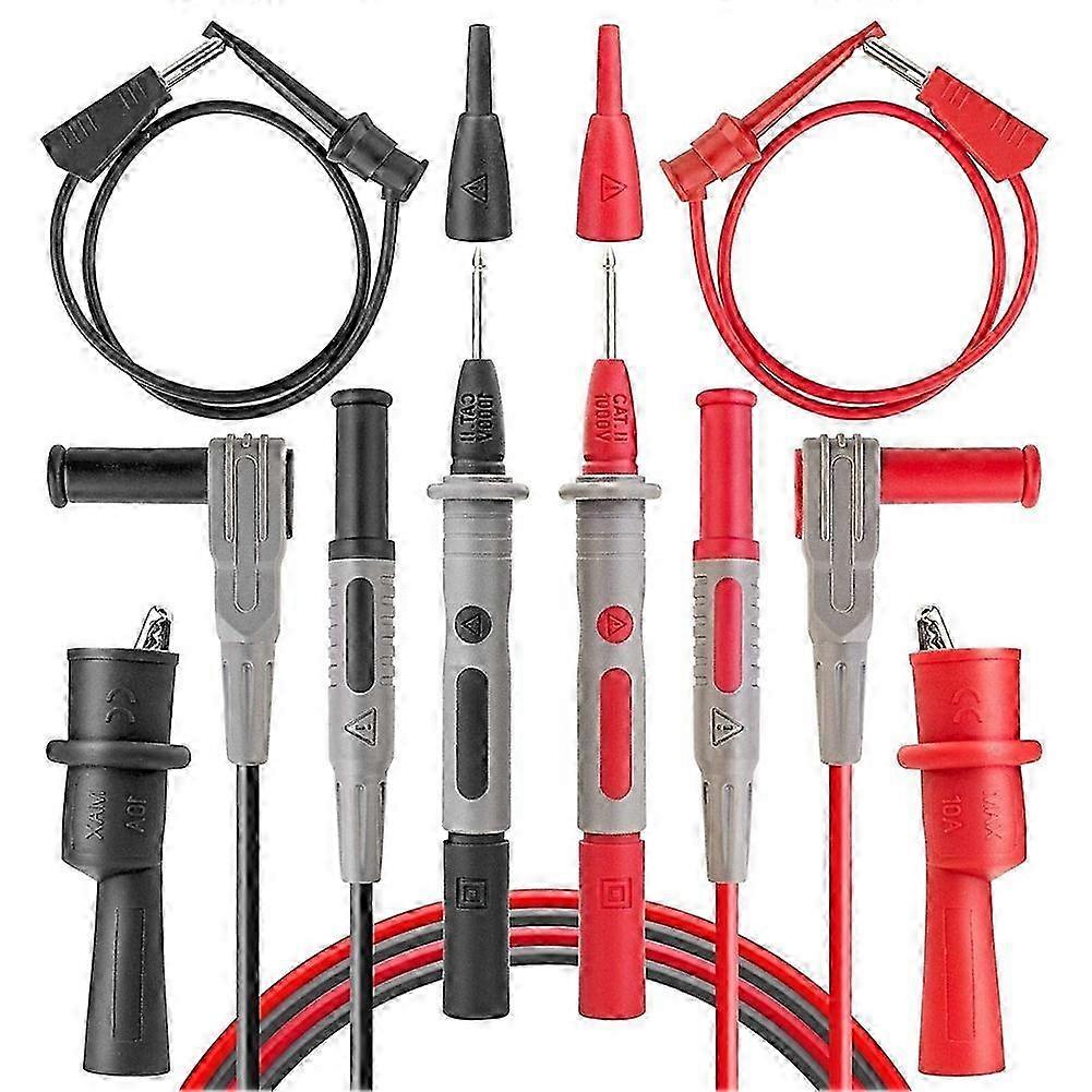 8Pcs Multimeter Test-Leads Set with Alligator Clips and AM33D 2000 Counts Multimeter
