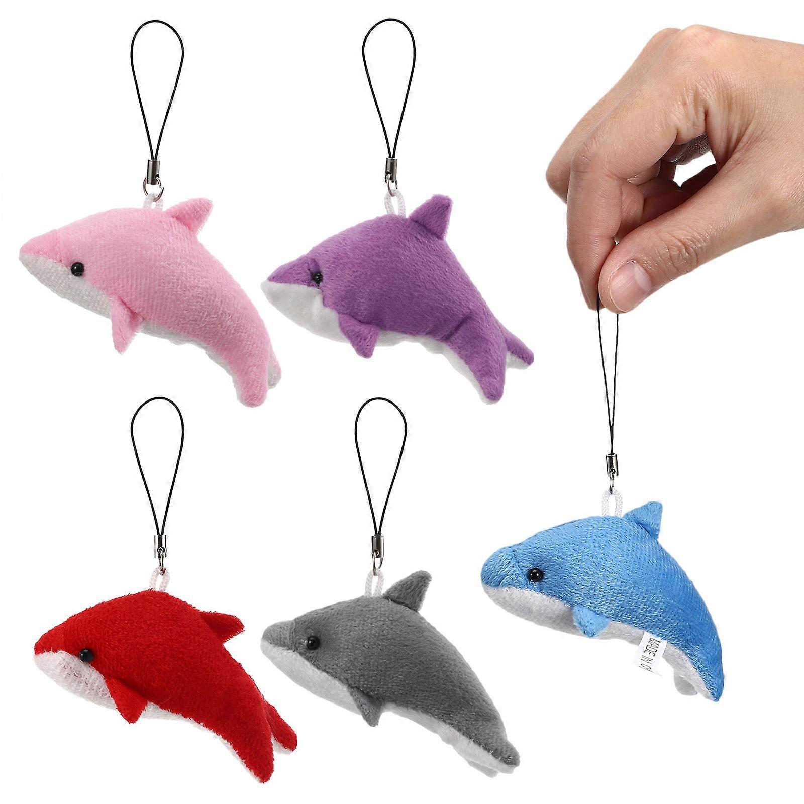 Assorted Plush Dolphin Pendant for Decor 5Pcs Cute Hanging Accessory Kit