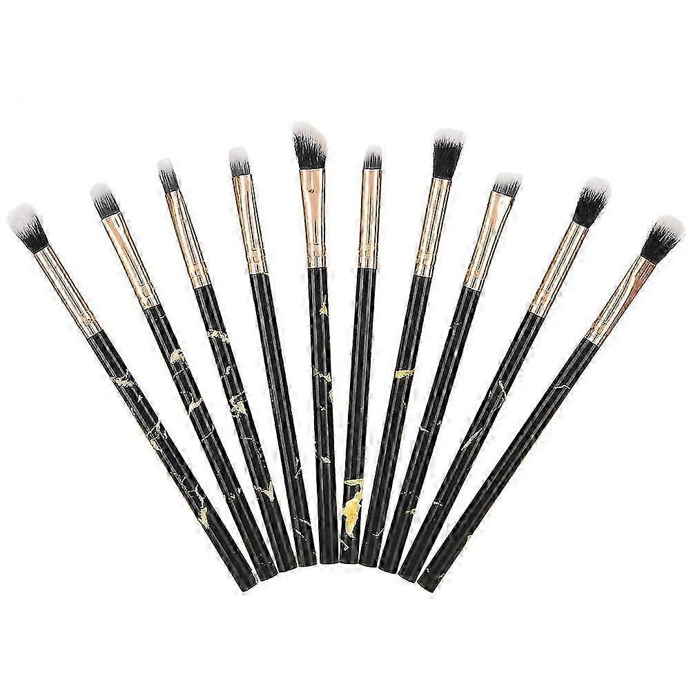 10Pcs Marble Eye Shadow Makeup Brush Set Black