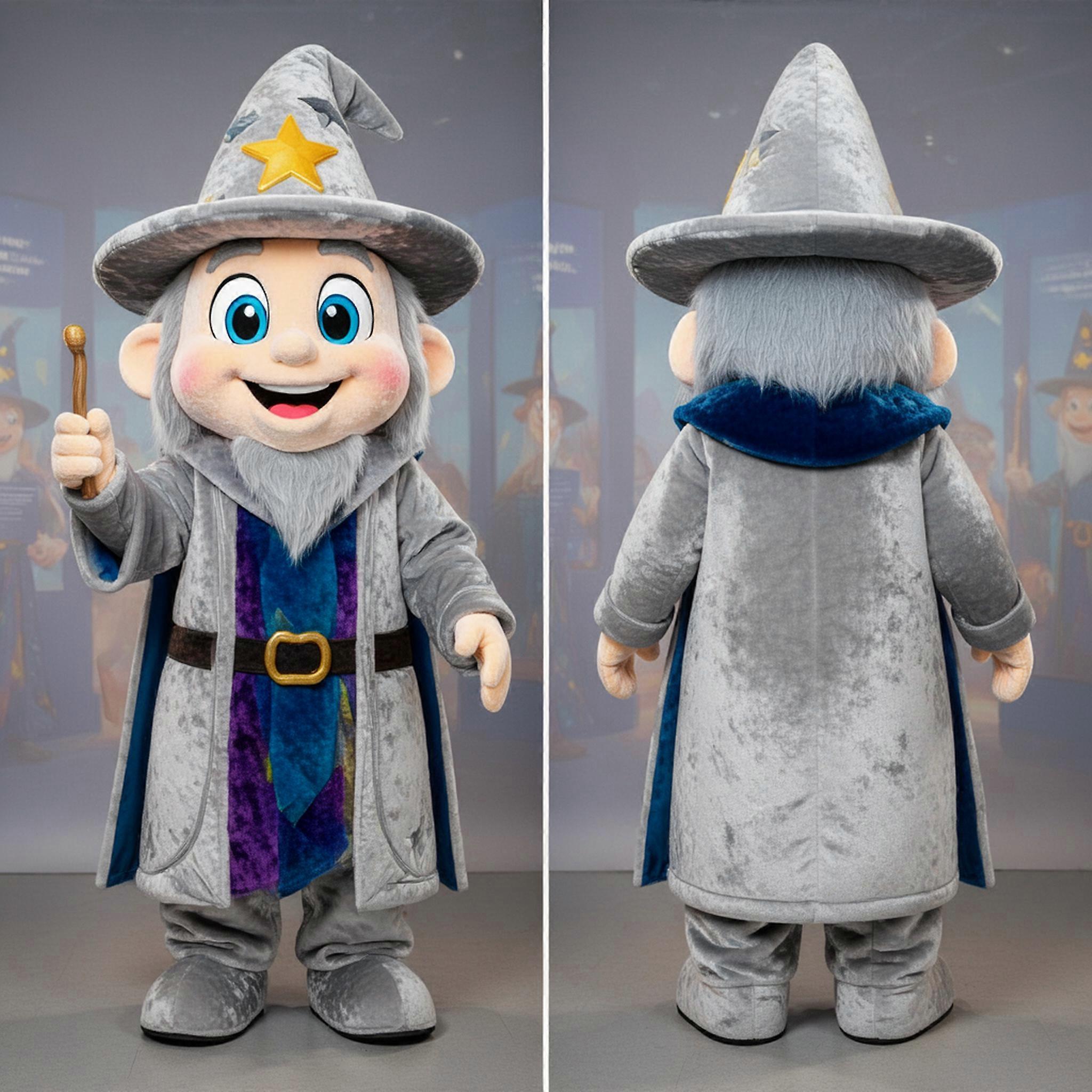 MASTICOT Silver Broad Shouldered Wizard Mascot