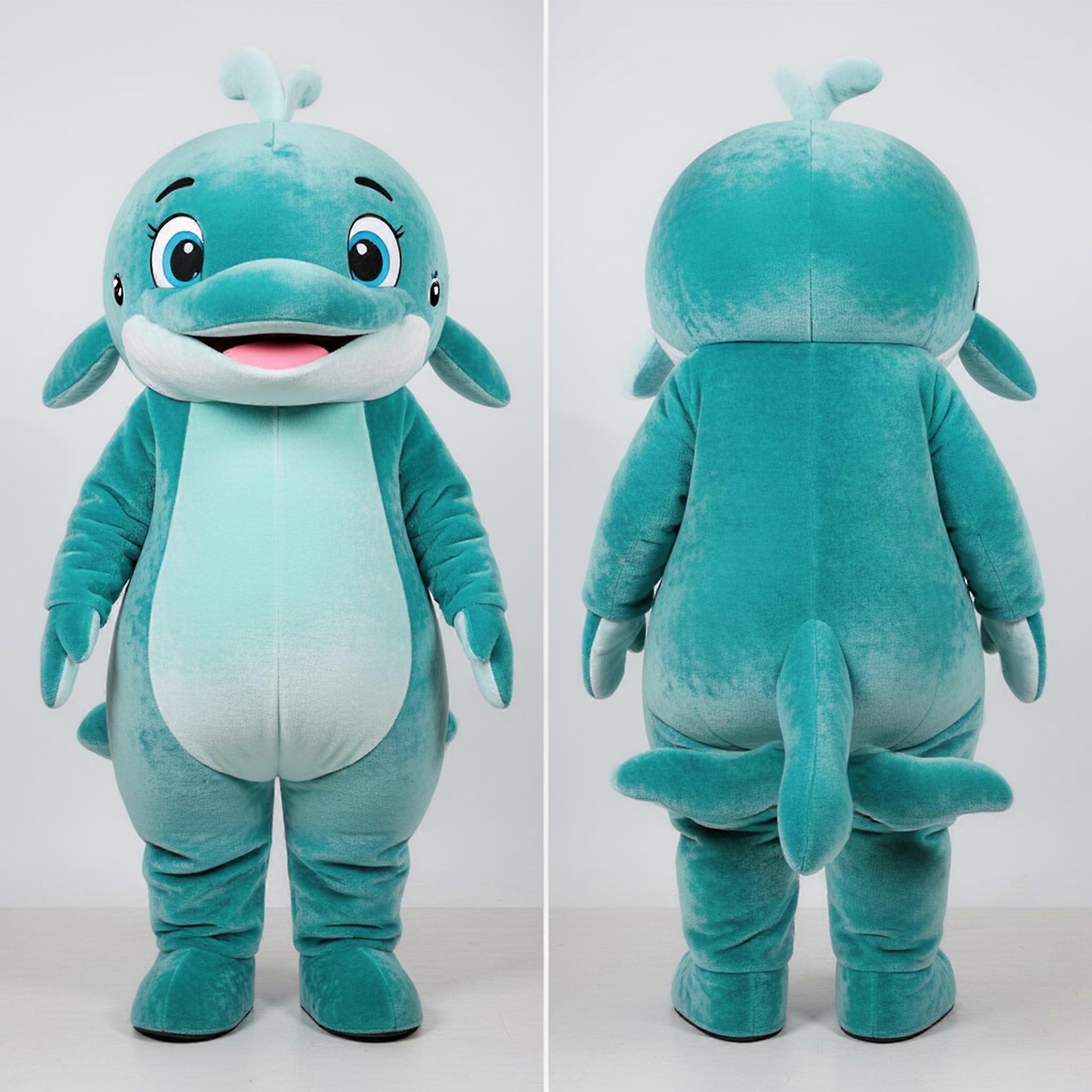 MASTICOT Teal Cartoon Whale Mascot