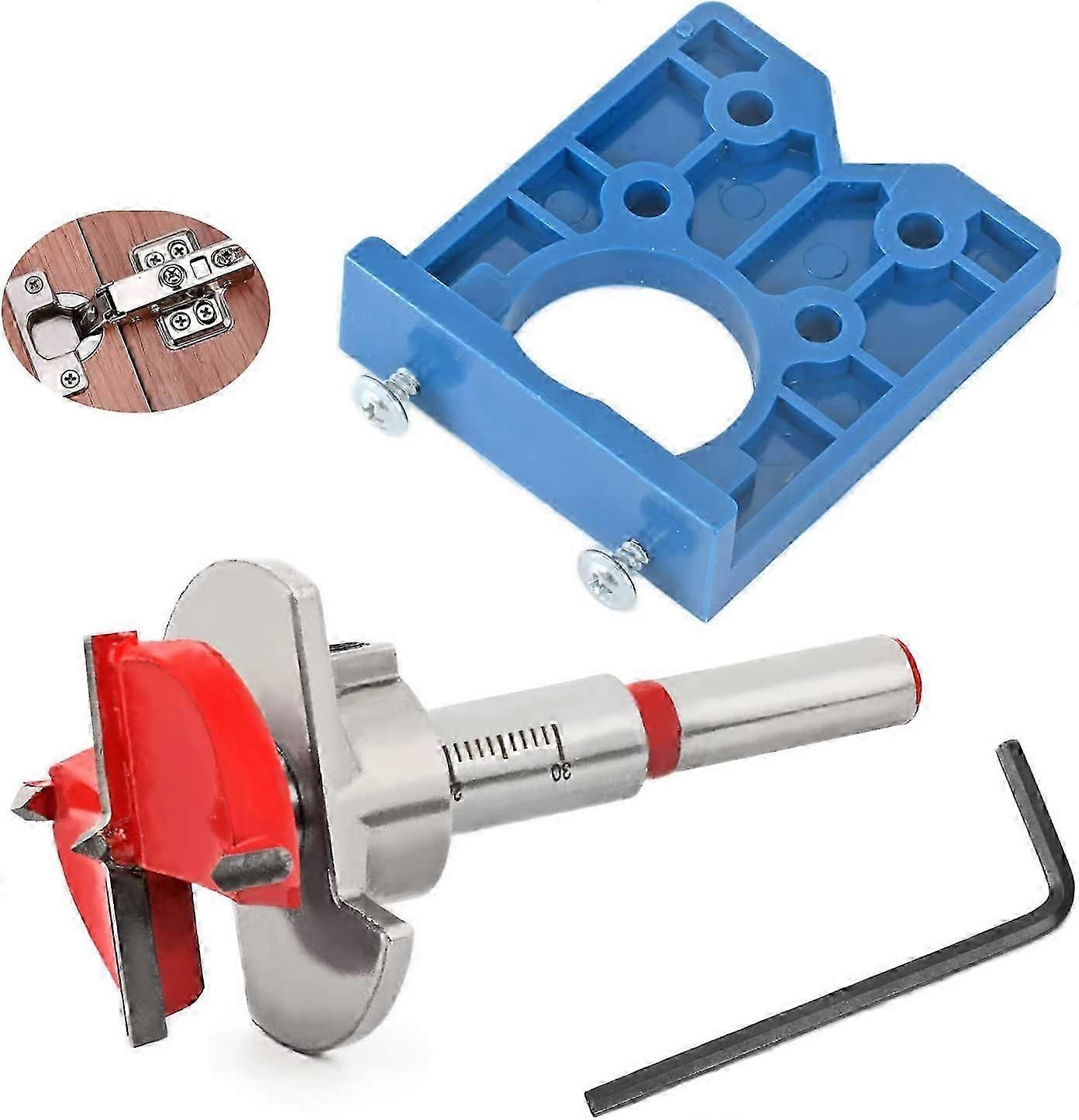 35mm Cabinet Hinge Jig Drill Bits Set with Forstner Bits Positioner for Mounting Plate