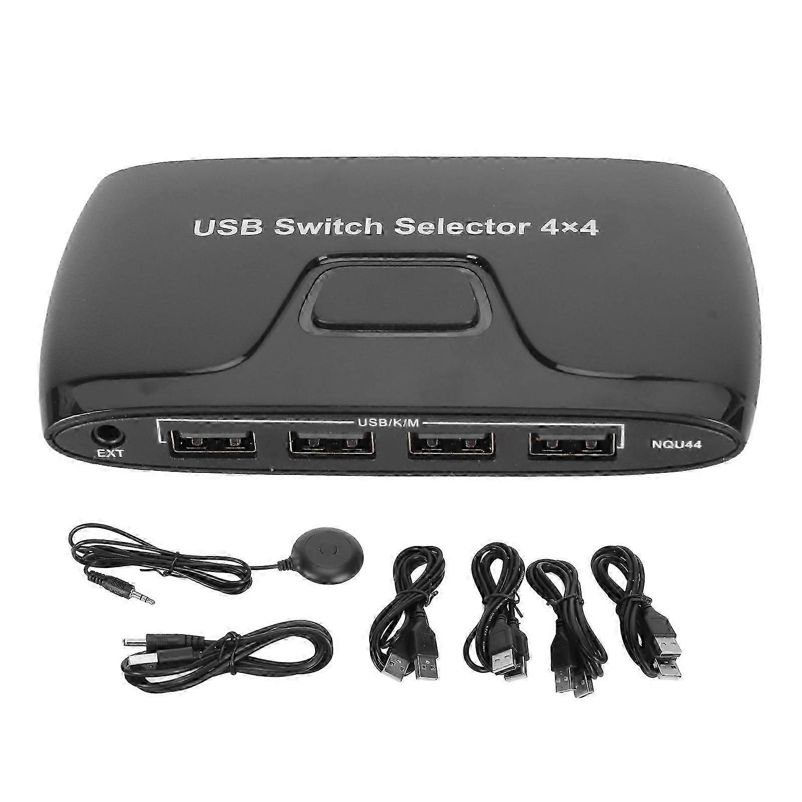 4 Port USB 2.0 KVM Switch Selector for 4 Computers Sharing Peripherals Keyboard Mouse