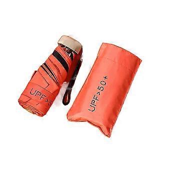 Travel Umbrella Compact Windproof Folding Umbrella with UV Protection Lightweight for Rain and Sun Orange
