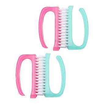 4Pcs Nail Cleaning Brush Set with Ergonomic Bent Handle and Gentle Bristles for Manicure Pedicure