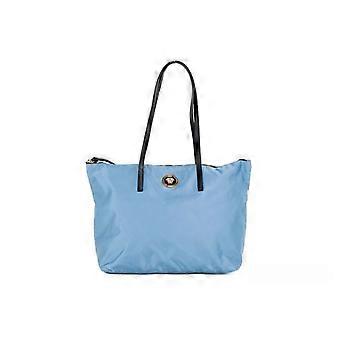 Versace Portuna Medusa Medium Cornflower Blue Nylon Leather Tote Bag Purse