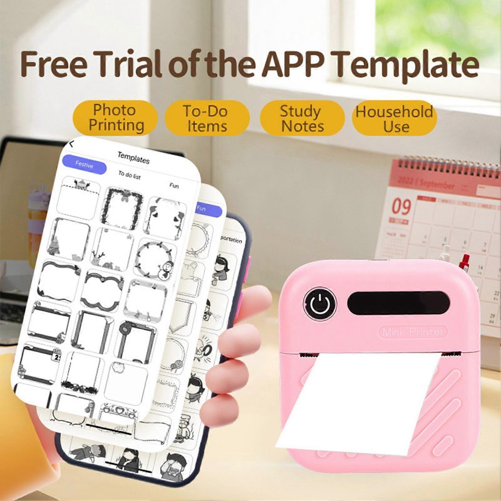 Thermal Sticker Printer 200DPI APP Control Portable Inkless Bluetooth Sticker Maker for Study Notes Labels