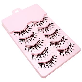 5 Paare Simulation Falsche Wimpern Natürliches Aussehen Dünne Wimpern Einfach zu tragen rosa Box mit Haken Make-up-Tool
