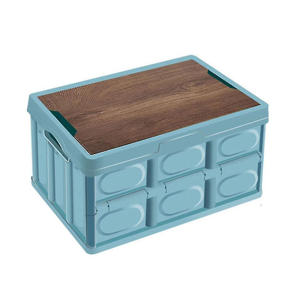 30l Car Storage Box Foldable Container Trunk Multifunctional Storage Box - White Blue