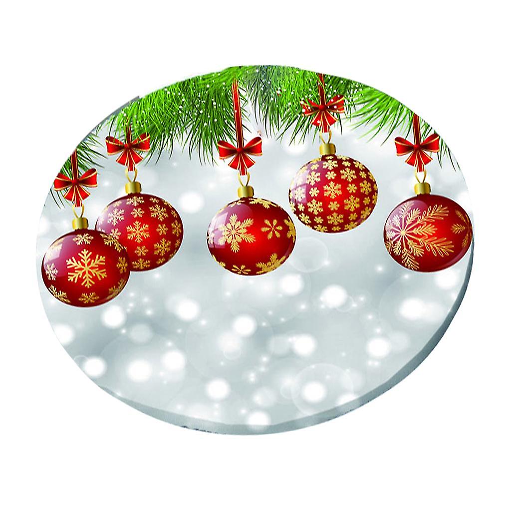 Xmas Theme Waterproof Tablecloth for Round Table 1.2m Dia Red Balls