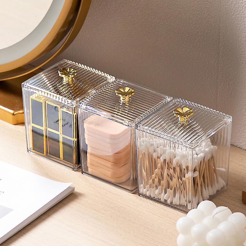 Makeup Storage Organizer Bathroom Jar Cotton Swab Storage Box Square Container