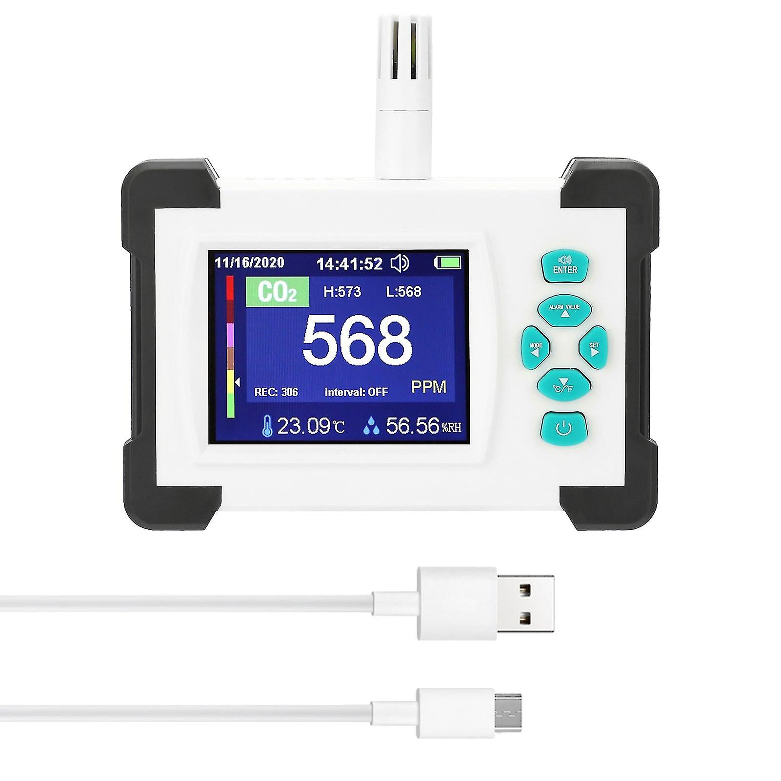 3.2Inch Tft Full Color Carbon Dioxide Detector Co2 Tester Rechargeable Air Quality Meter With Storage Box Support Generate