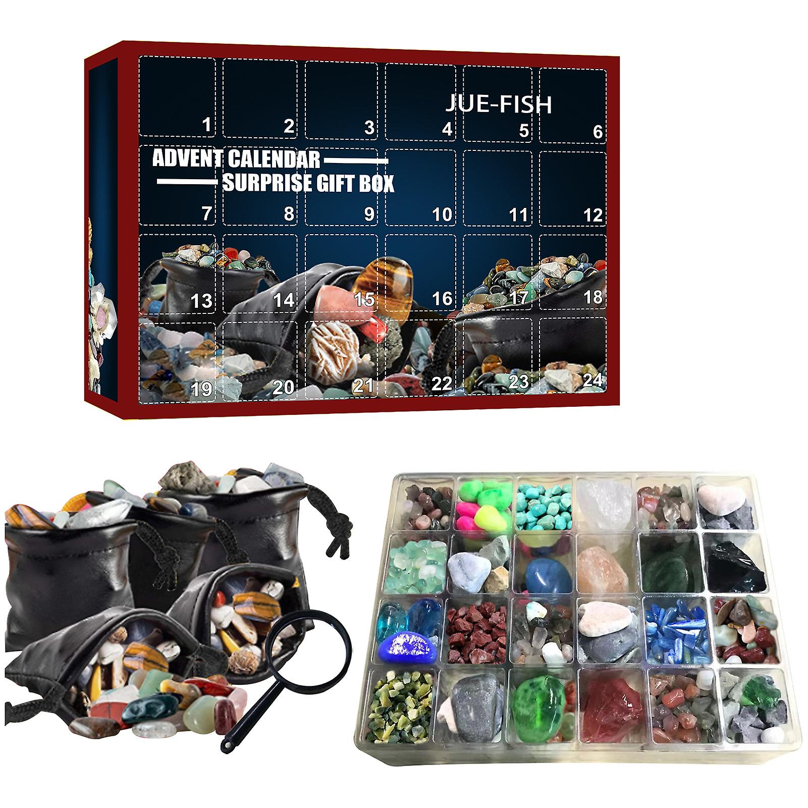 24 Grids Ore Gifts Box Christmas Countdown Calendar Toys Crystal Rock Mineral Collections Present