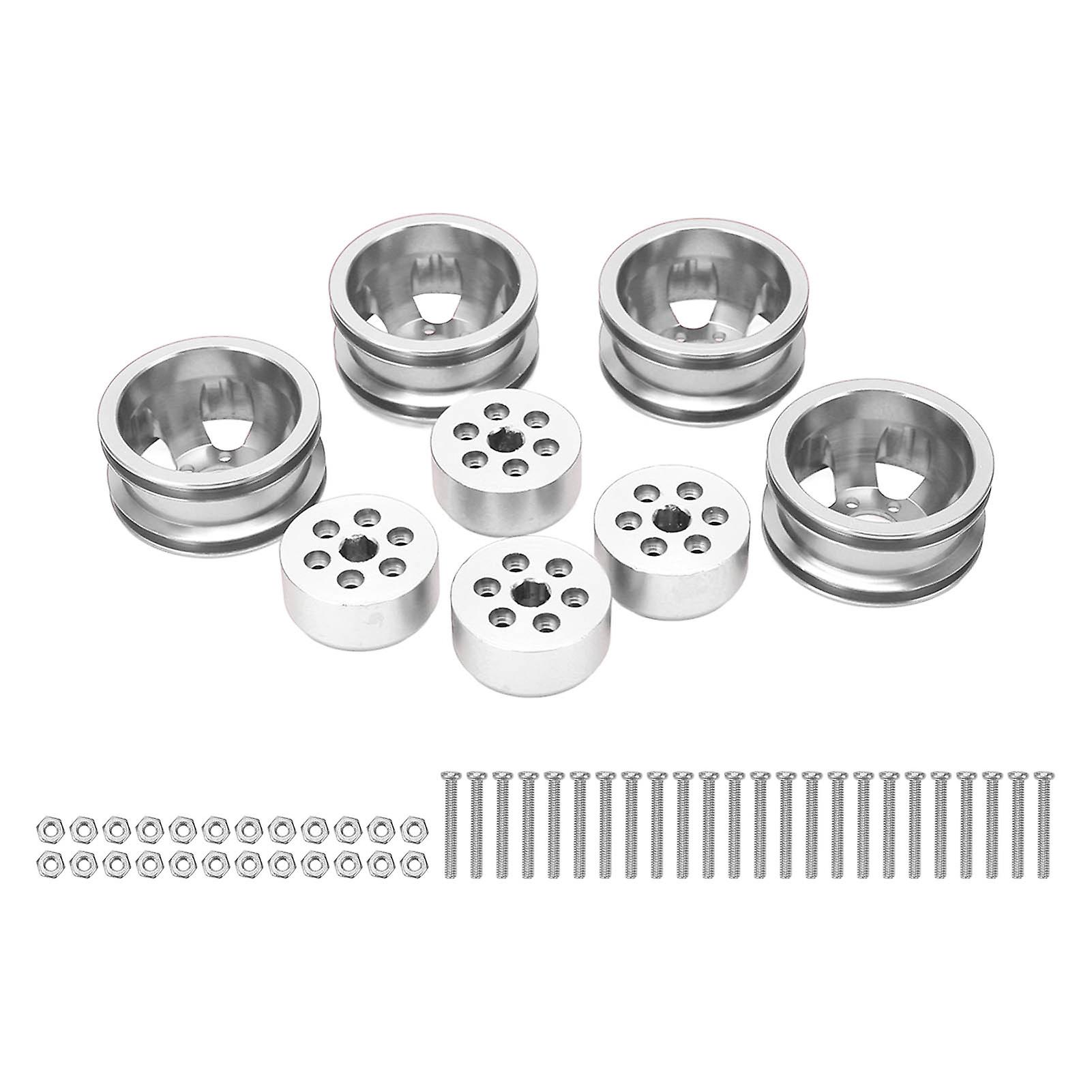 RC Wheel Rim Hub Aluminum Alloy for WPL Fj40 C14 C24 B14 B24 B16 B36 1/16 Model VehiclesSilver