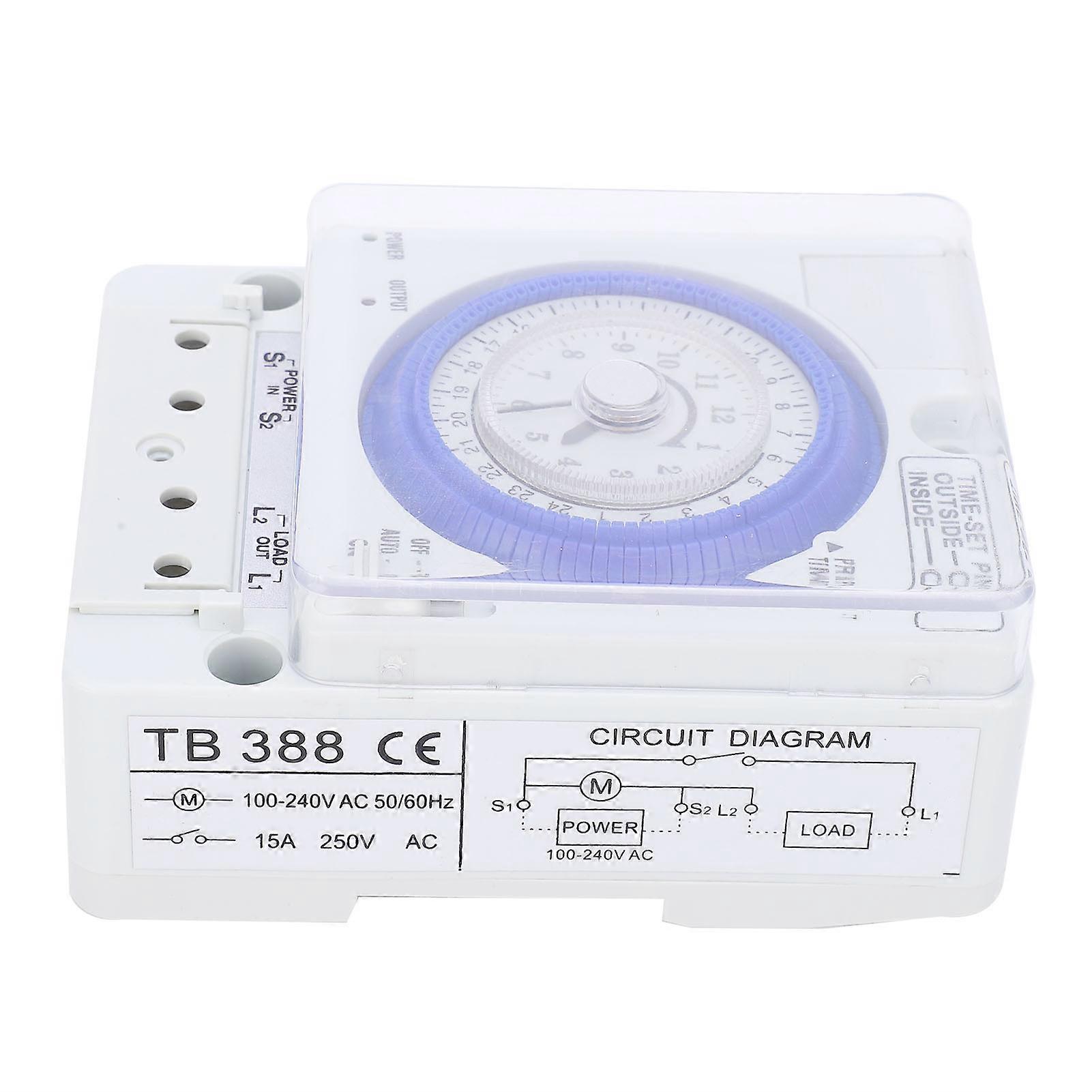 TB?388 24 Hours Time Switch Programmable Quartz Controlled Stepper Motor Timer AC100?240V 50/60Hz
