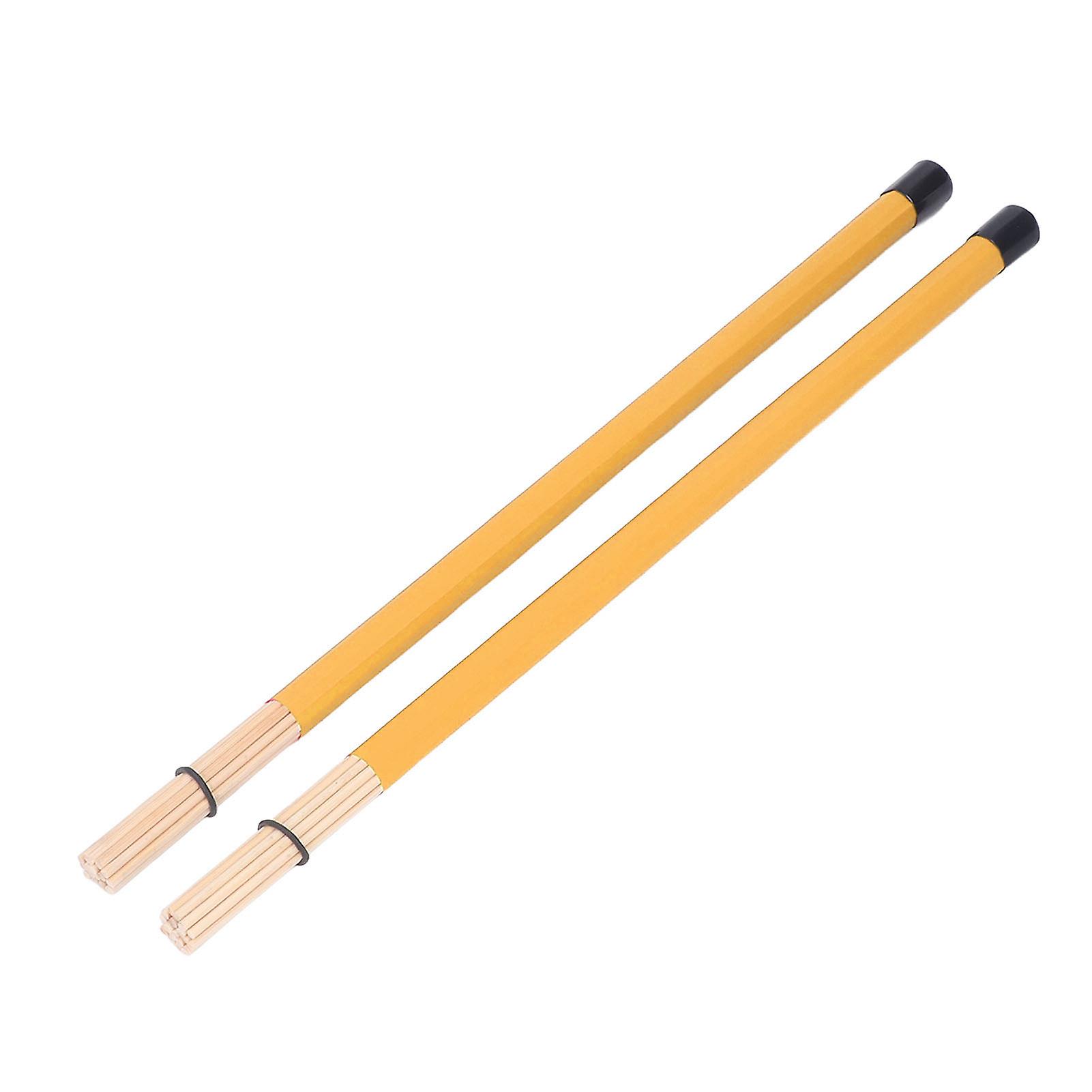 2Pcs Drum Brush Drumstick Stick Mallet Bamboo Percussion Tool Instrument Accessory Set Kit Yellow