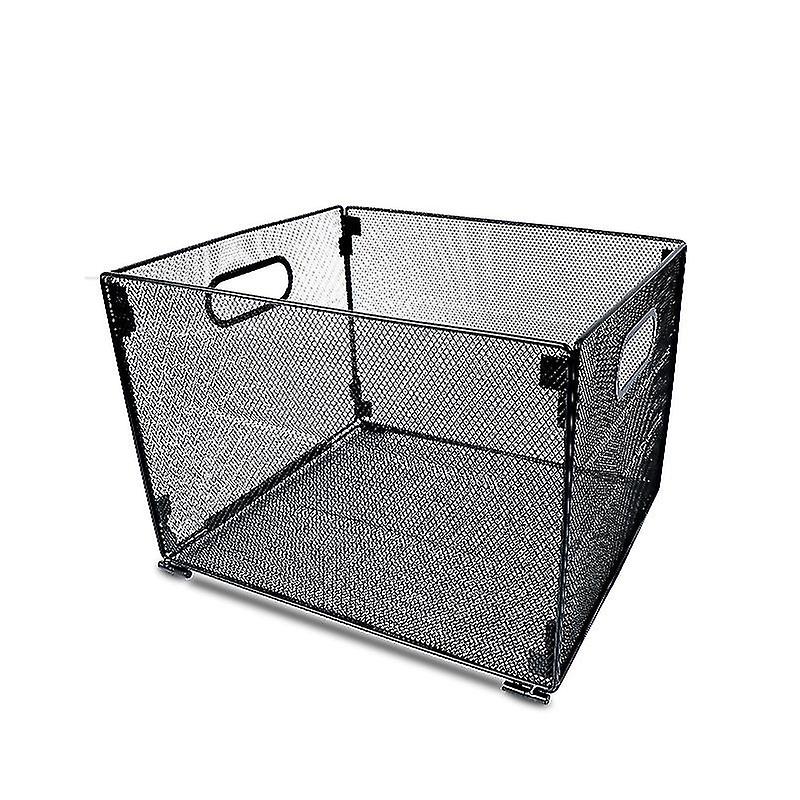 Hanging folder storage box, mesh metal folder box debris or toy storage box black