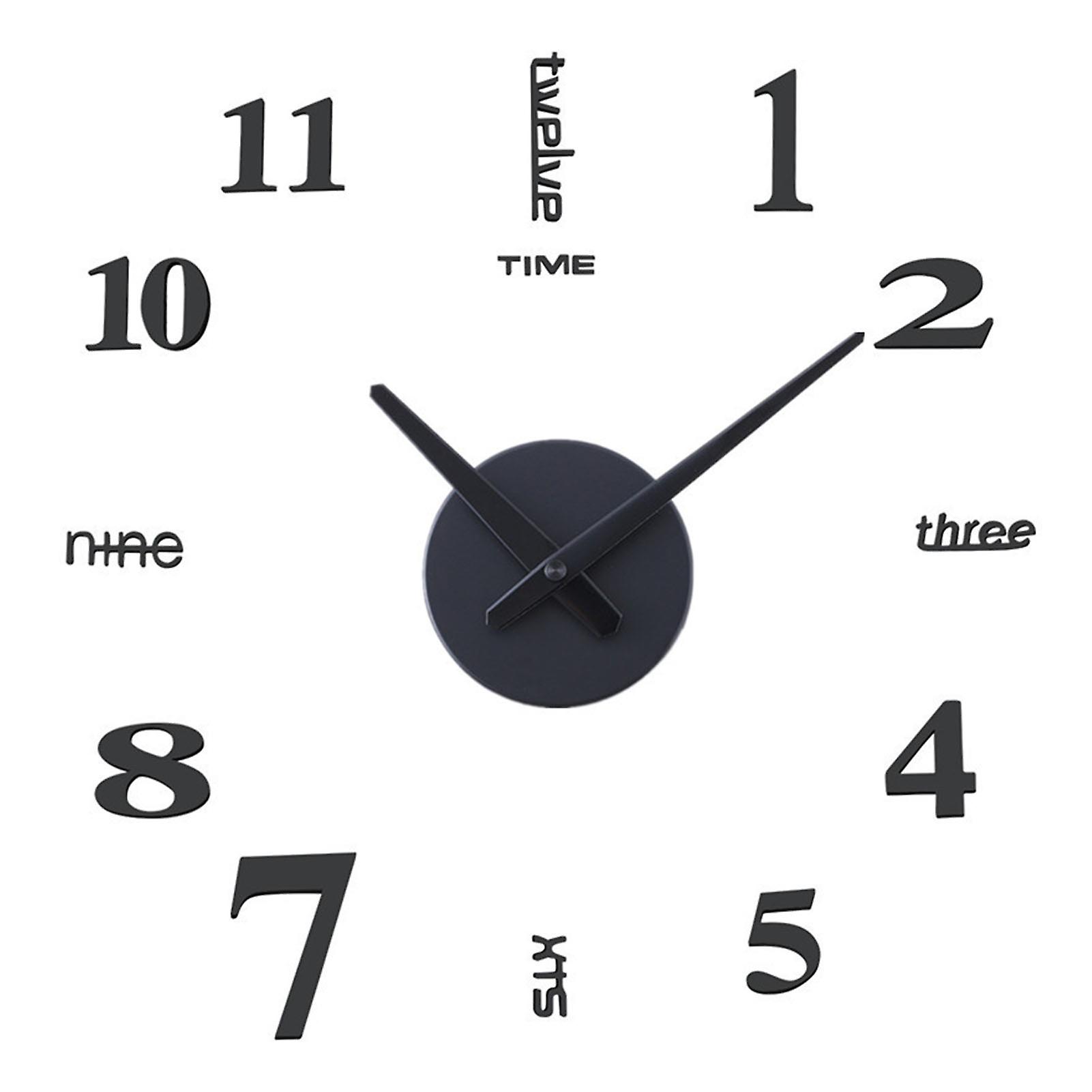 Cool DIY Wall Decorative Clock Punch-Free Mutes Battery Powered Clock for Office/Home