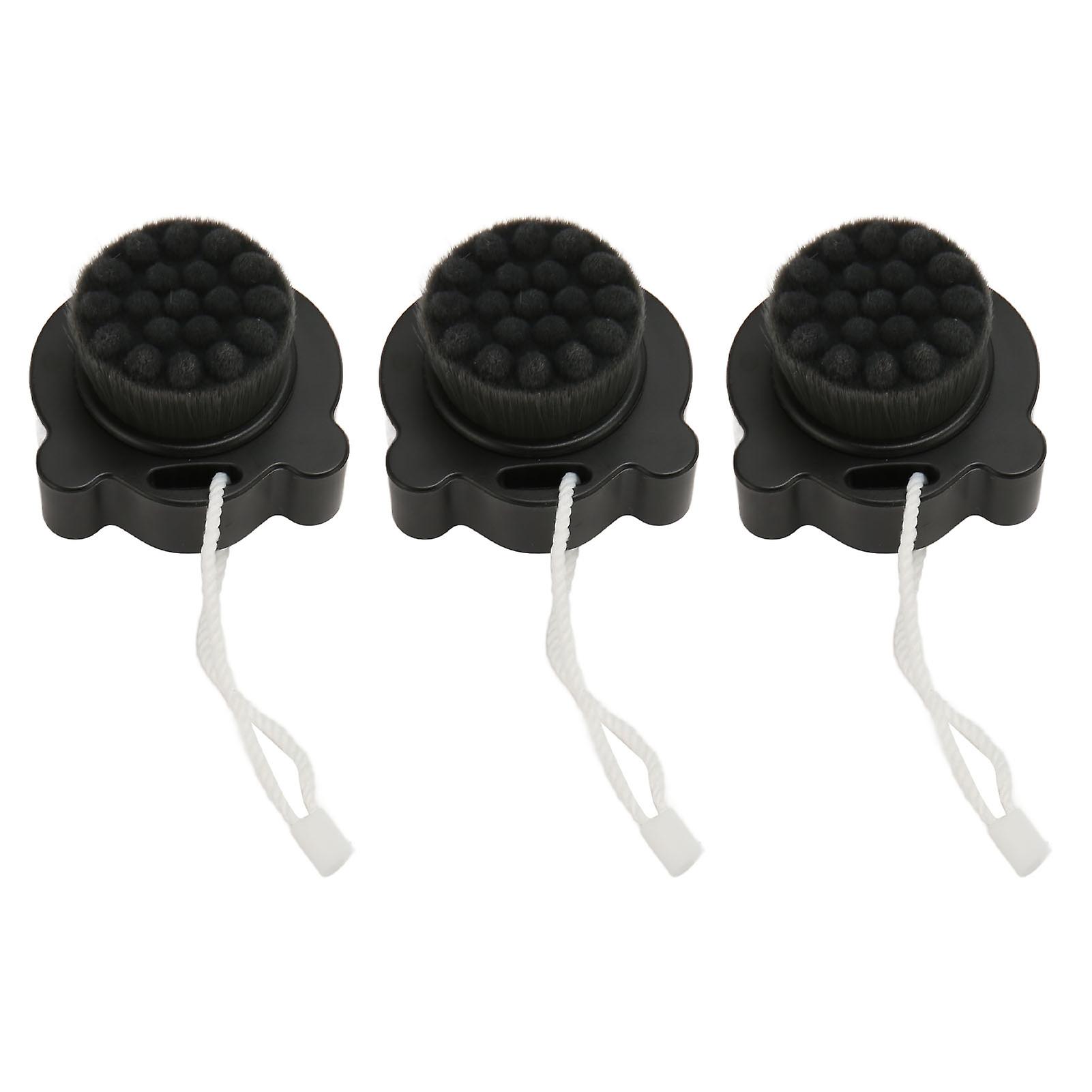 3 Pack Silicone Facial Exfoliating Brushes, 3D Soft Bristles, Double-Sided, with Ergonomic Handle, Black