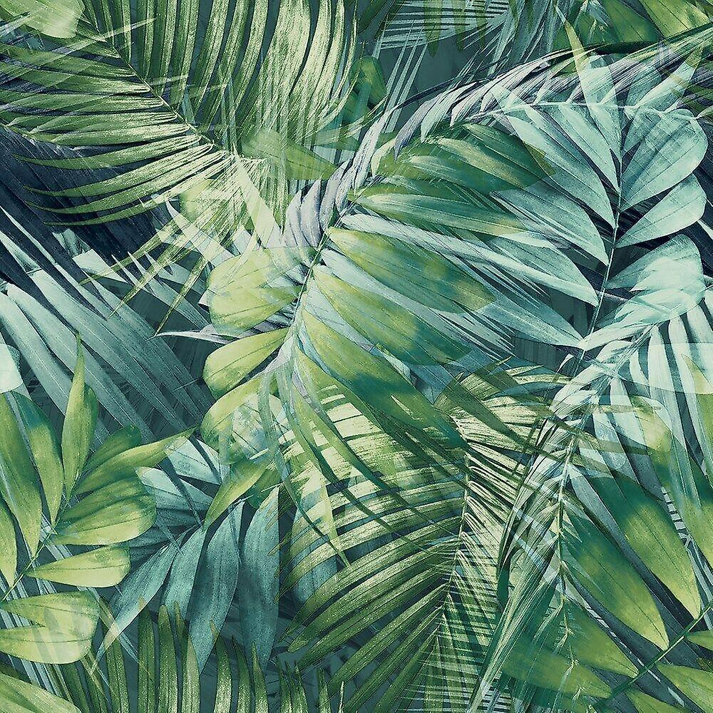 Antigua Palm Petrol Wallpaper