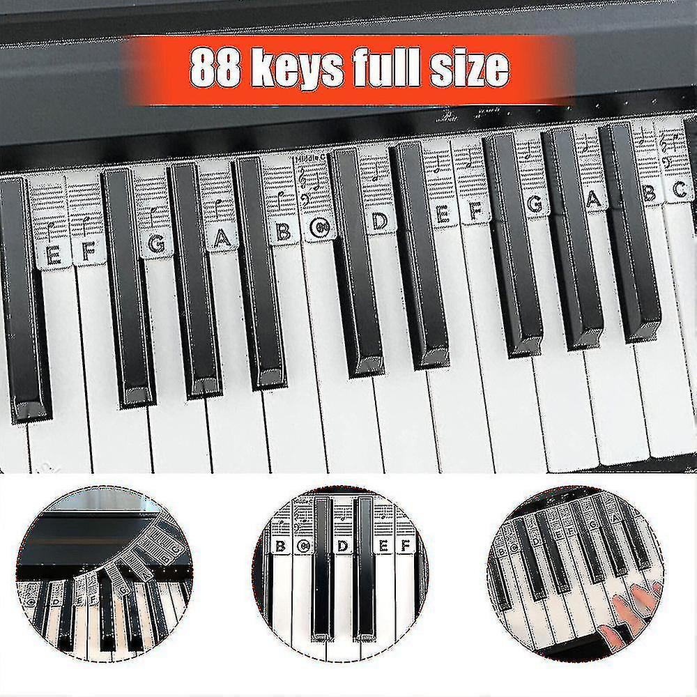 Removable Piano Keyboard Note Labels Reusable Silicone 88 Keys Piano Notes Guide Stickers-meini