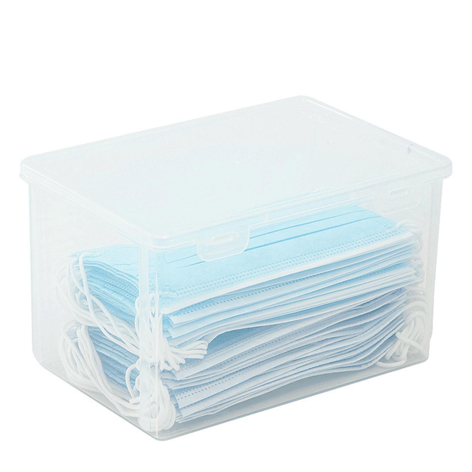 Transparent Storage Box Large Capacity Plastic Clear Storage Container for Home Dormitory Office L (21.5x14x10cm\/8.5x5.5x3.9in)