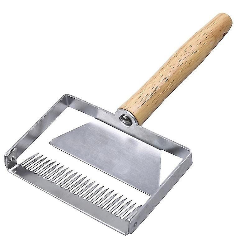 Honey Shovel, Uncapping Fork Stainless Steel Bee Hive Pick Cover Scraper Tool Cut Wood Handle Honey