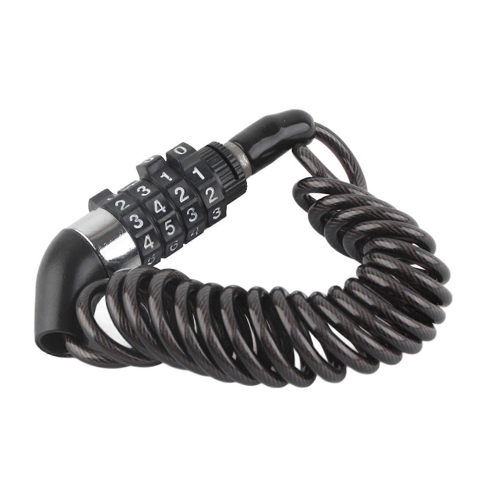 Helmet Cable Lock 4 Digit Password Resettable Portable Antitheft Replacement For Bike Motorcycle
