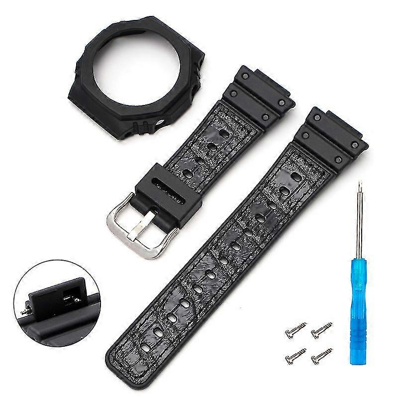 Watch Band For Casio G-Shock GA-2100 GA-2110 Black Case With Silicone Strap