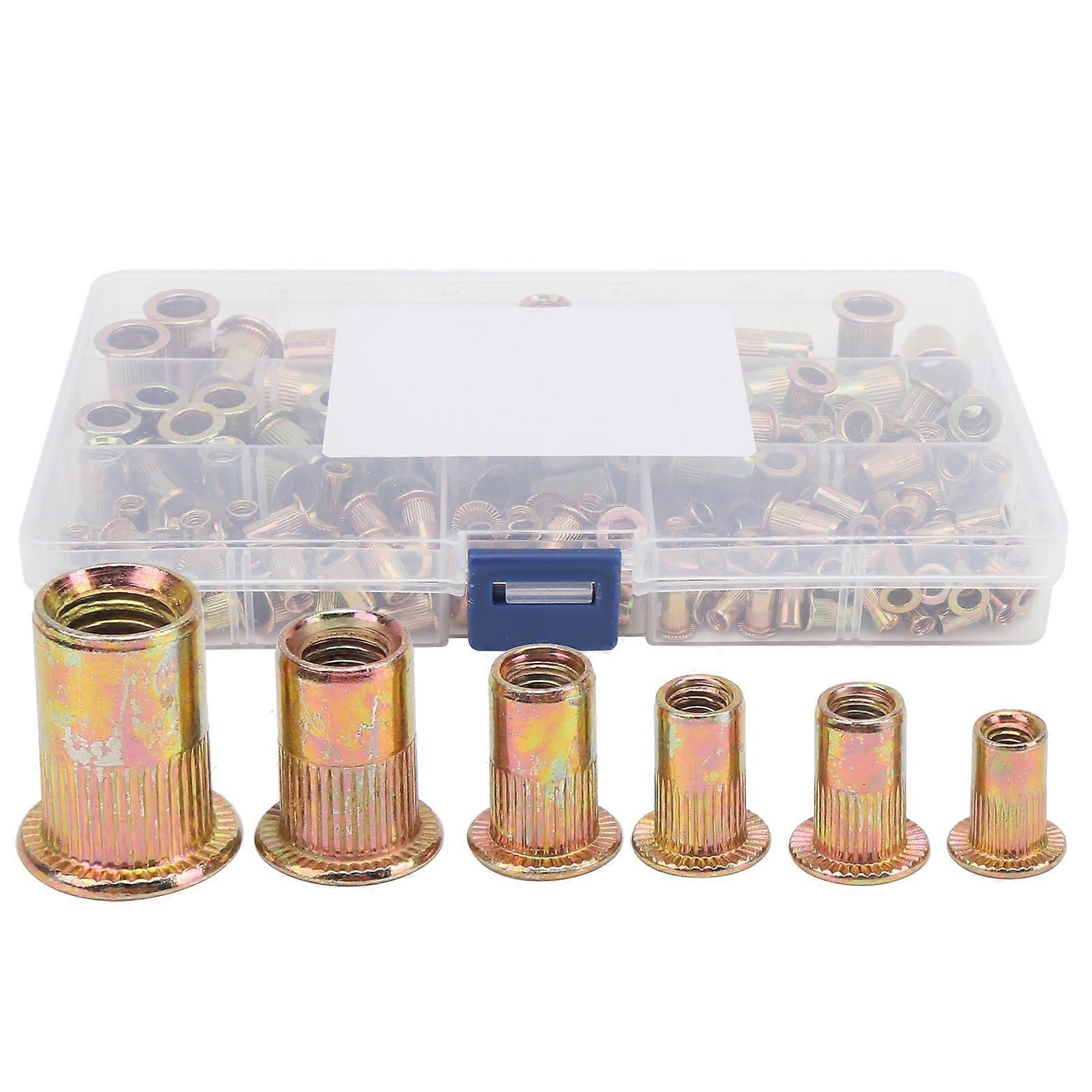 165Pcs Flat Head Threaded Insert Nuts Set Carbon Steel M3 M4 M5 M6 M8 Rivet  Fastener