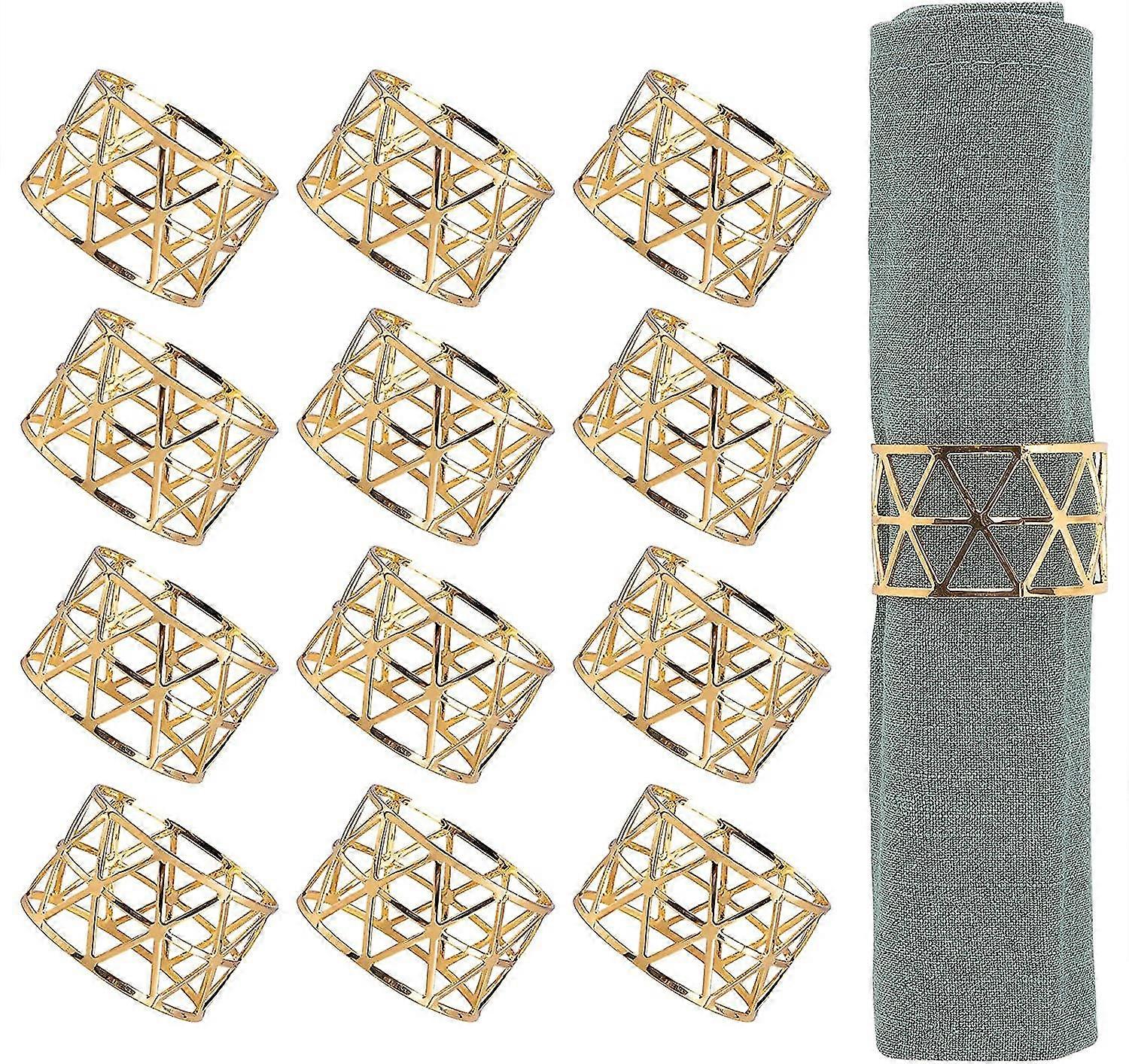 12pcs Gold Napkin Rings Holders For Dining